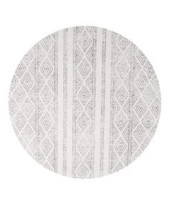 Rug Culture Oasis Salma White And Grey Tribal Round Rug