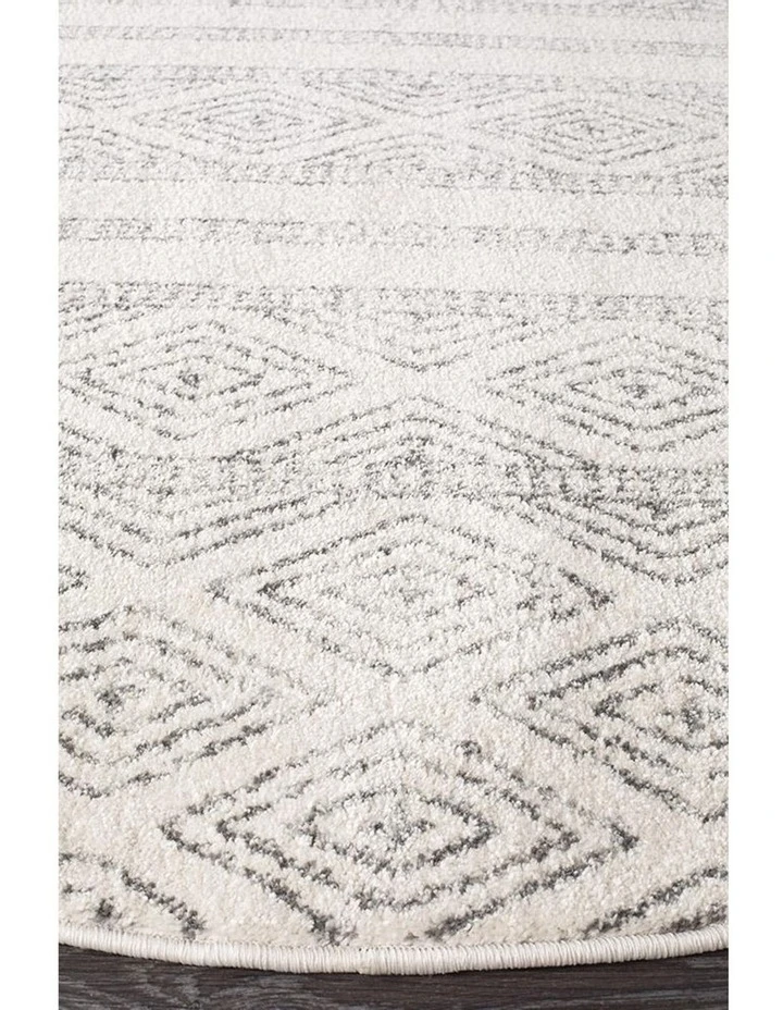 Rug Culture Oasis Salma White And Grey Tribal Round Rug 2 Rug Culture Oasis Salma White And Grey Tribal Round Rug - Image 2