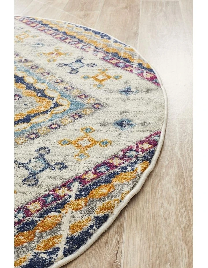 Rug Culture Babylon 203 White Round Rug 3 Rug Culture Babylon 203 White Round Rug - Image 3