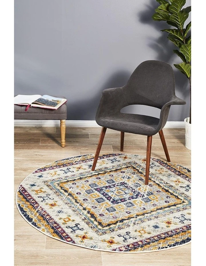 Rug Culture Babylon 203 White Round Rug 7 Rug Culture Babylon 203 White Round Rug - Image 7