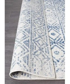 Rug Culture Oasis Ismail White Blue Rustic Runner Rug -The Shine Nook Sales Store 797938390 5 720x928