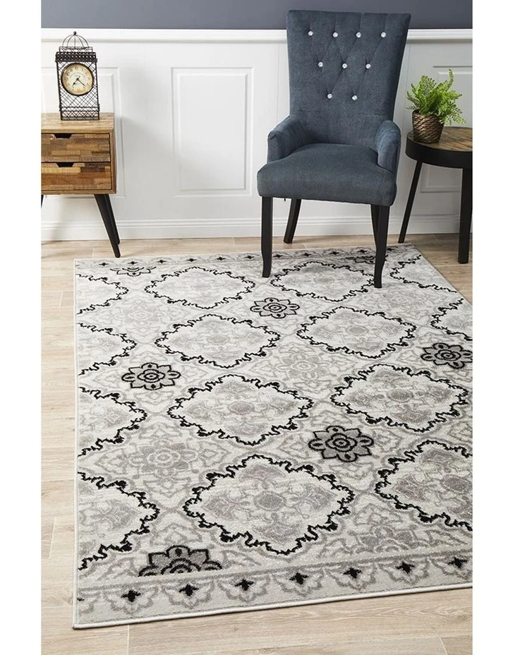 Rug Culture Norah Modern Rug Black White Silver 6 Rug Culture Norah Modern Rug Black White Silver - Image 6