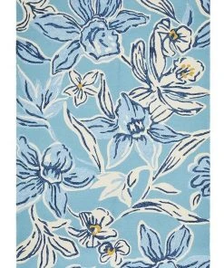 Rug Culture Copacabana Whimsical Blue Floral Indoor Outdoor Rug