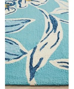 Rug Culture Copacabana Whimsical Blue Floral Indoor Outdoor Rug -The Shine Nook Sales Store 797939020 4 720x928