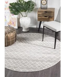 Rug Culture Oasis Selma Silver Tribal Round Rug -The Shine Nook Sales Store 797939470 5 720x928