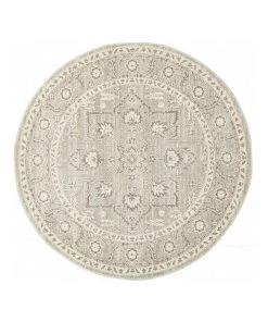 Rug Culture Evoke Silver Flower Transitional Round Rug