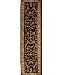 Rug Culture Istanbul Collection Traditional Floral Pattern Black Rug