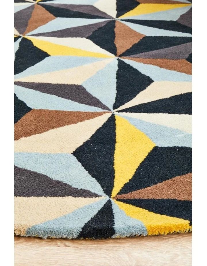 Rug Culture Matrix Pure Wool 900 Blue Round Rug 2 Rug Culture Matrix Pure Wool 900 Blue Round Rug - Image 2