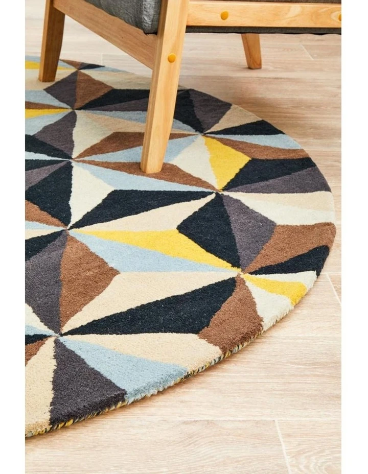 Rug Culture Matrix Pure Wool 900 Blue Round Rug 3 Rug Culture Matrix Pure Wool 900 Blue Round Rug - Image 3