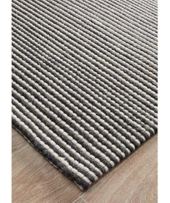 Rug Culture Studio Oskar Felted Wool Striped Rug Black White