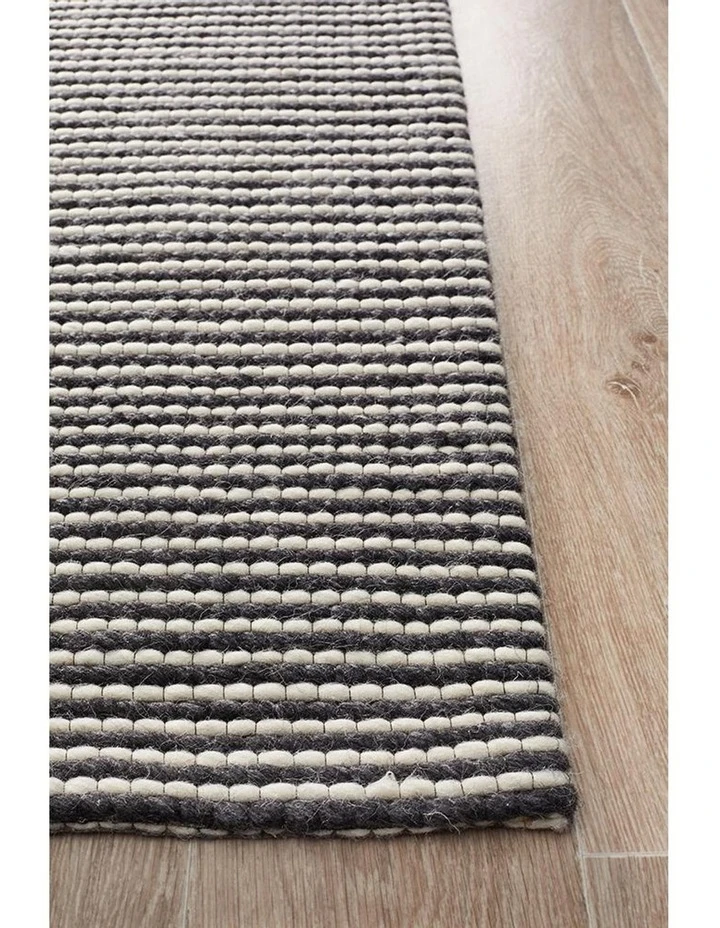 Rug Culture Studio Oskar Felted Wool Striped Rug Black White 2 Rug Culture Studio Oskar Felted Wool Striped Rug Black White - Image 2