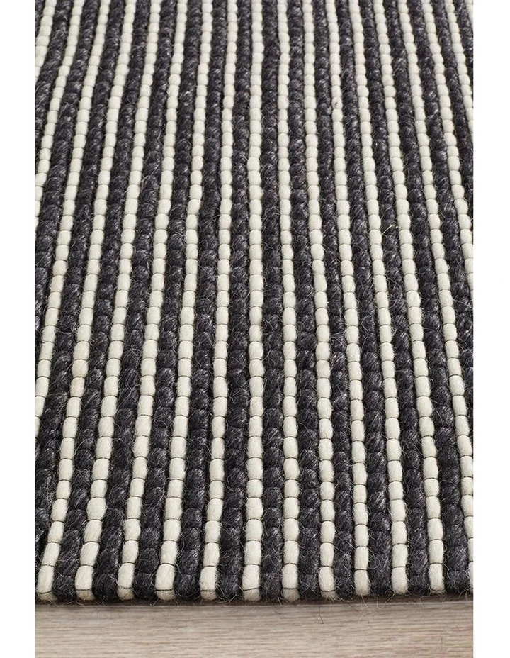 Rug Culture Studio Oskar Felted Wool Striped Rug Black White 3 Rug Culture Studio Oskar Felted Wool Striped Rug Black White - Image 3