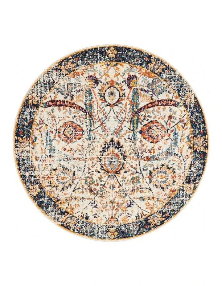 Rug Culture Evoke Peacock Ivory Transitional Round Rug 6 Rug Culture Evoke Peacock Ivory Transitional Round Rug - Image 6