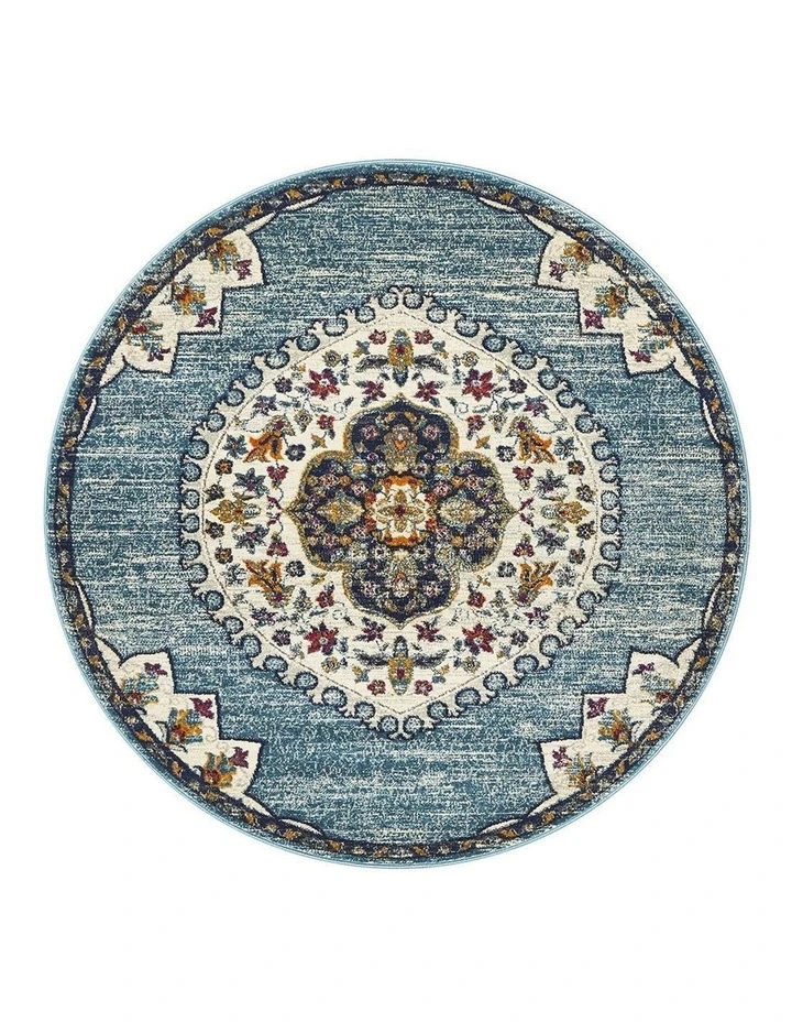 Rug Culture Babylon 202 Blue Round Rug 1 Rug Culture Babylon 202 Blue Round Rug