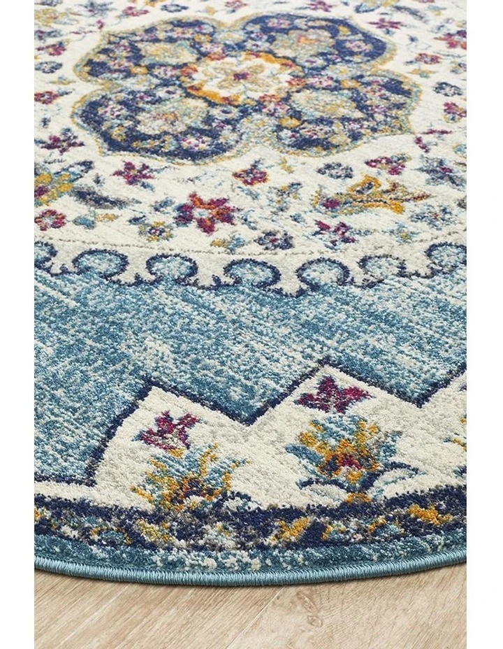 Rug Culture Babylon 202 Blue Round Rug 2 Rug Culture Babylon 202 Blue Round Rug - Image 2