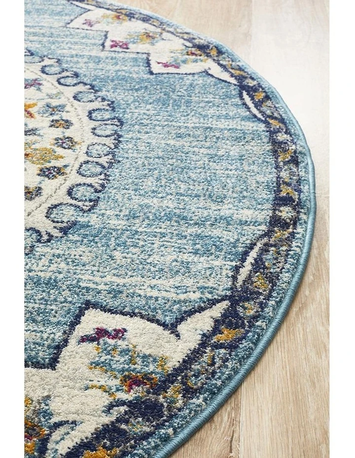 Rug Culture Babylon 202 Blue Round Rug 3 Rug Culture Babylon 202 Blue Round Rug - Image 3