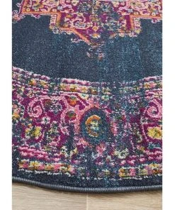 Rug Culture Babylon 211 Navy Round Rug -The Shine Nook Sales Store 798049000 4 720x928