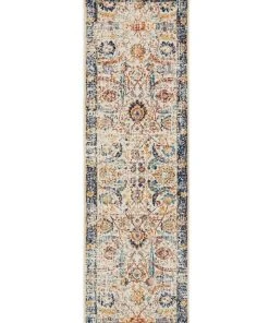 Rug Culture Evoke Peacock Ivory Transitional Runner Rug
