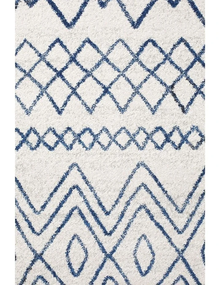 Rug Culture Oasis Nadia White Blue Rustic Tribal Runner Rug 3 Rug Culture Oasis Nadia White Blue Rustic Tribal Runner Rug - Image 3