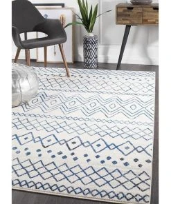 Rug Culture Oasis Nadia White Blue Rustic Tribal Rug -The Shine Nook Sales Store 798104530 7 720x928