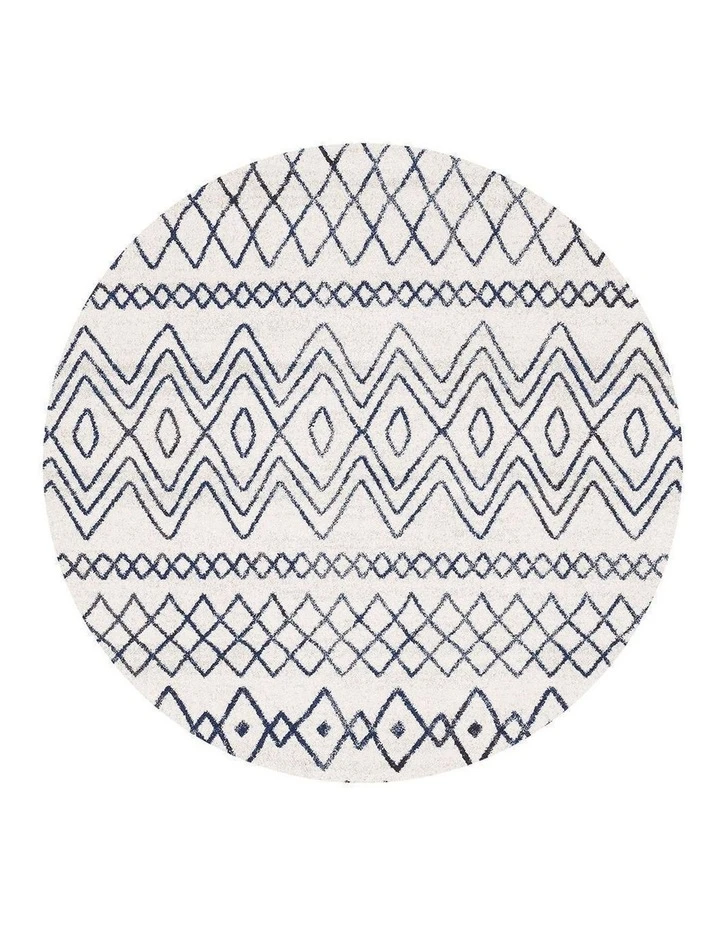 Rug Culture Oasis Nadia White Blue Rustic Tribal Round Rug 3 Rug Culture Oasis Nadia White Blue Rustic Tribal Round Rug - Image 3