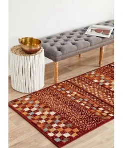 Rug Culture Oxford Mayfair Squares Rust Rug -The Shine Nook Sales Store 798109750 5 720x928