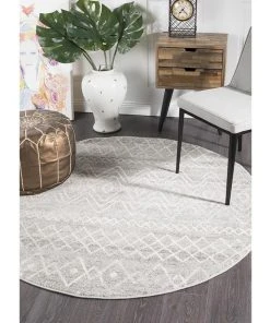 Rug Culture Oasis Nadia Grey Rustic Tribal Round Rug -The Shine Nook Sales Store 798112540 5 720x928