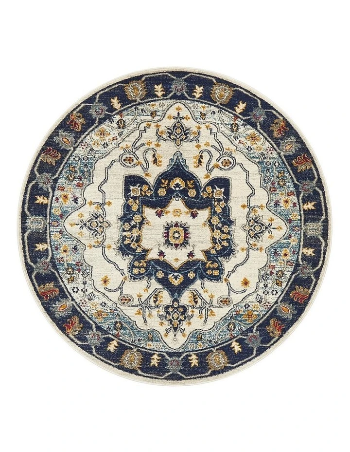 Rug Culture Babylon 201 Blue Round Rug 1 Rug Culture Babylon 201 Blue Round Rug