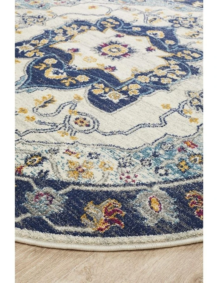 Rug Culture Babylon 201 Blue Round Rug 2 Rug Culture Babylon 201 Blue Round Rug - Image 2