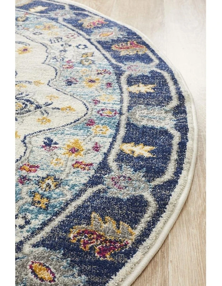 Rug Culture Babylon 201 Blue Round Rug 3 Rug Culture Babylon 201 Blue Round Rug - Image 3