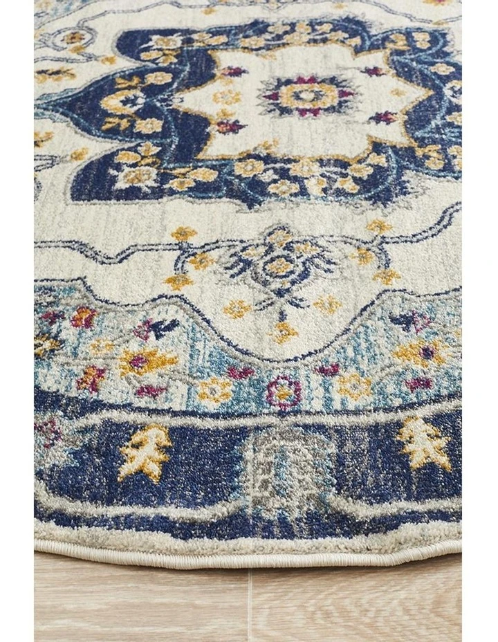 Rug Culture Babylon 201 Blue Round Rug 4 Rug Culture Babylon 201 Blue Round Rug - Image 4