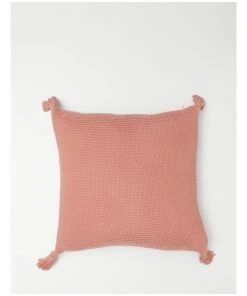 Vue Melaky Knitted With Tassels Cushion Pink Clay