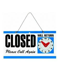 Headline Open & Close Sign w/ Clock - 292 x 150mm