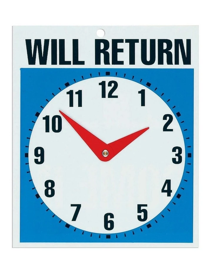 Headline Open Come In & Will Return w/ Clock - 19 x 23cm 1 Headline Open Come In & Will Return w/ Clock - 19 x 23cm