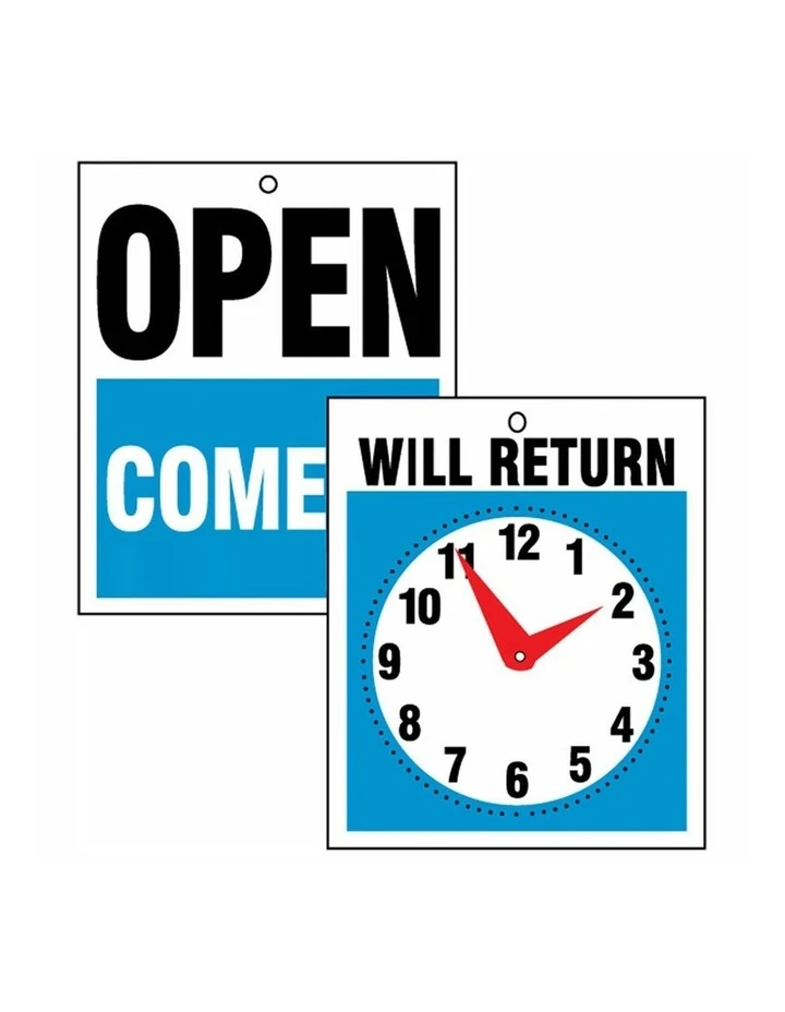 Headline Open Come In & Will Return w/ Clock - 19 x 23cm 2 Headline Open Come In & Will Return w/ Clock - 19 x 23cm - Image 2
