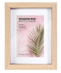 Cooper & Co Set of 2 15x20cm mat to 10x15cm Set of 2 Oak Shadow Box Wooden Photo Frame