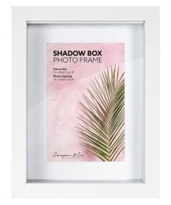Cooper & Co Set of 2 15x20cm mat to 10x15cm Set of 2 White Shadow Box Wooden Photo Frame
