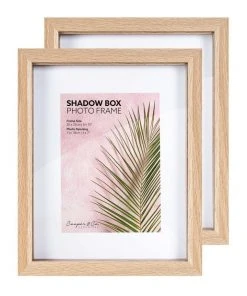 Cooper & Co 20X25cm/13X18cm Set of 2 Oak Shadow Box Wooden Photo Frame -The Shine Nook Sales Store 803746990 3 720x928