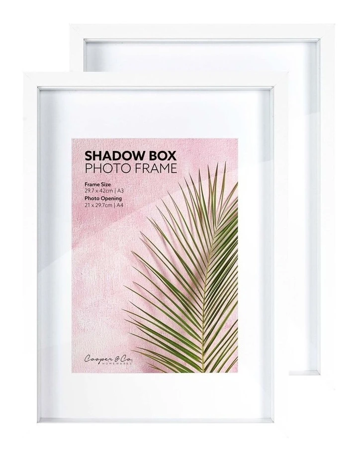 Cooper & Co Set of 2 A3 mat to A4 White Shadow Box Wooden Photo Frame 3 Cooper & Co Set of 2 A3 mat to A4 White Shadow Box Wooden Photo Frame - Image 3