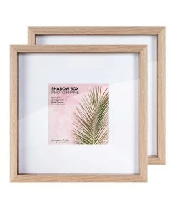 Cooper & Co Set of 2 30x30cm mat to 15x15cm Set of 2 Oak Shadow Box Wooden Photo Frame -The Shine Nook Sales Store 803747800 3 720x928