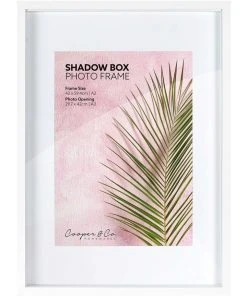 Cooper & Co A2 mat to A3 White White Shadow Box Wooden Photo Frame