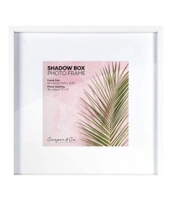 Cooper & Co Set of 1 50x50cm mat to 30x30cm White Shadow Box Wooden Photo Frame
