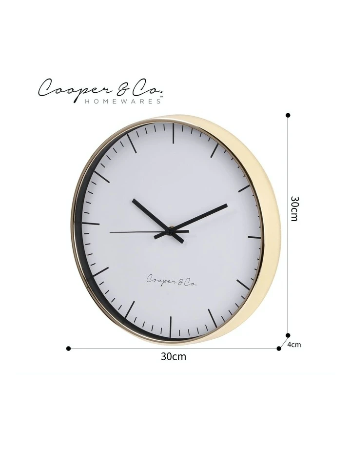 Cooper & Co 30cm Gold Nelson Silent Movement Round Wall Clock 7 Cooper & Co 30cm Gold Nelson Silent Movement Round Wall Clock - Image 7