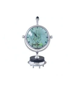 Koala Living Magnified Maritime Clock on Black Base Aluminium Nickel