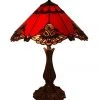 G&G Bro Large Benita Leadlight Tiffany Table Lamp Red