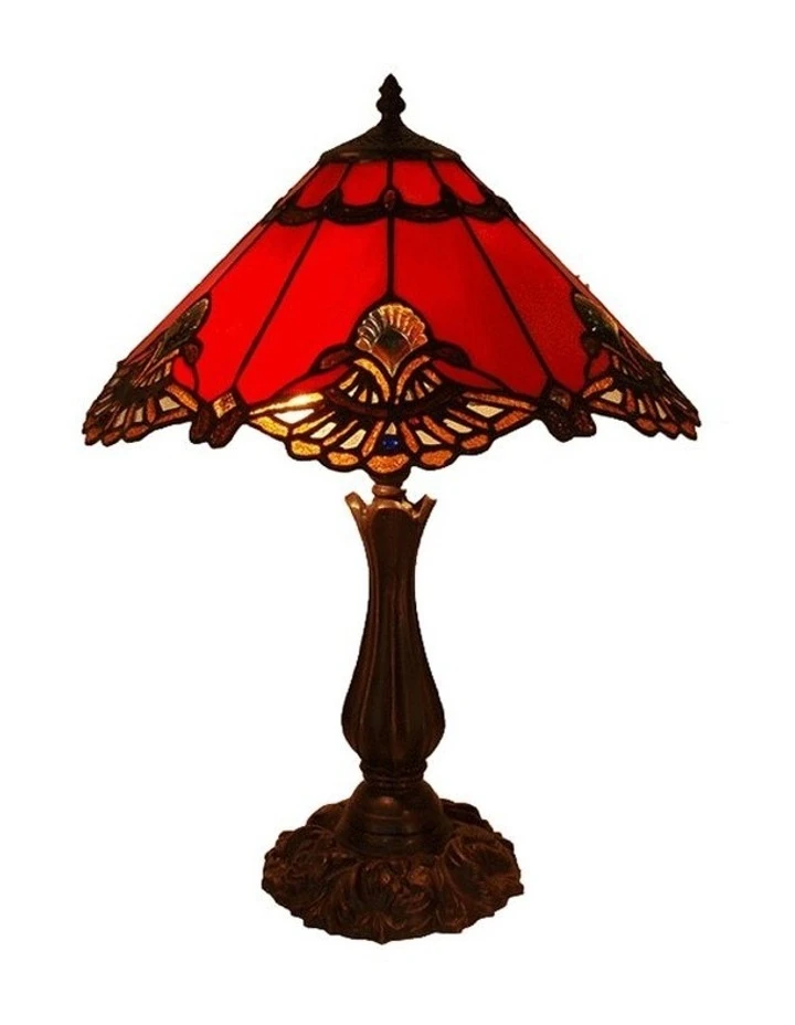 G&G Bro Large Benita Leadlight Tiffany Table Lamp Red 1 G&G Bro Large Benita Leadlight Tiffany Table Lamp Red
