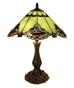 G&G Bro Large Benita Leadlight Tiffany Table Lamp Jade
