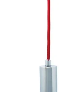 Lexi Lighting Chrome Ceiling Pendant Lamp Light with Fabric Cable Red