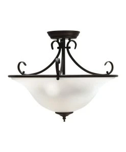 Oriel Lighting Gaston 3 Light Semi-Flush Fitting Pendant Light in Bronze