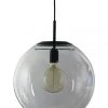 Oriel Lighting Newton Contemporary Clear Glass Pendant Light 40cm Black